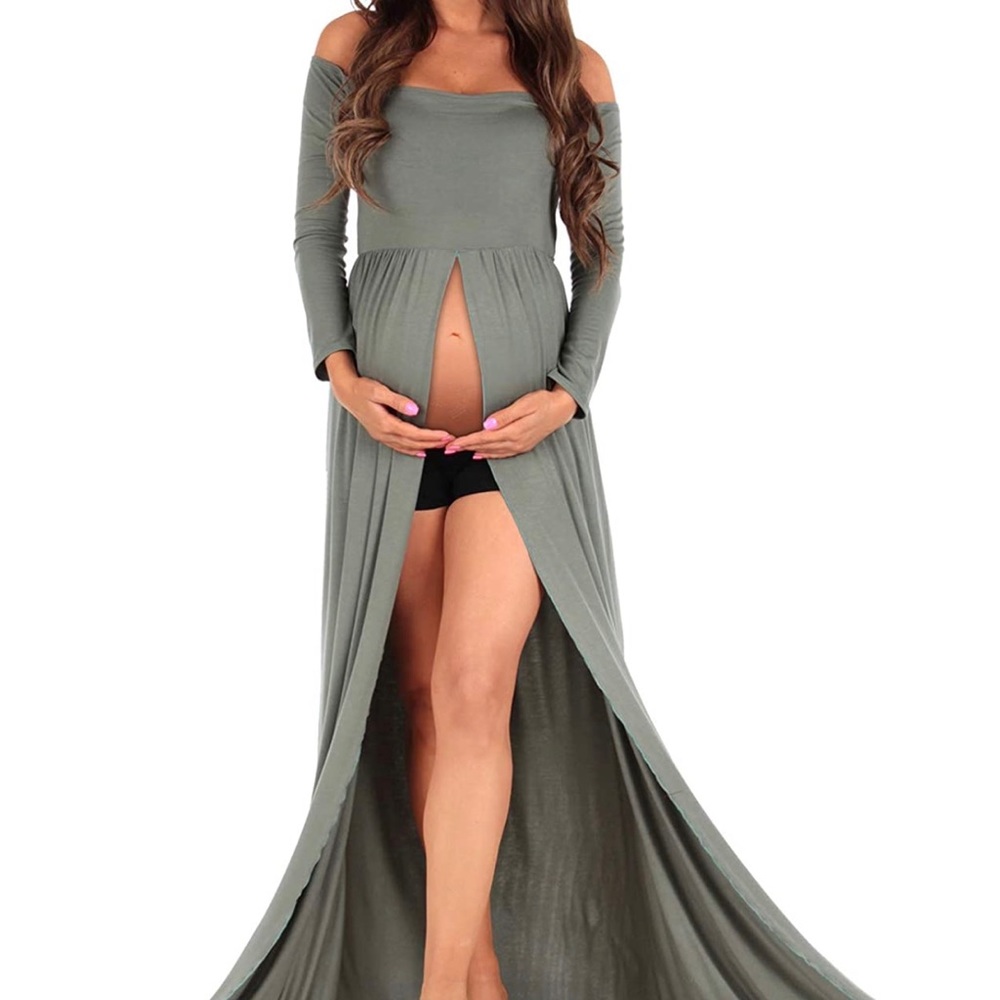 Off shoulder maternity gown